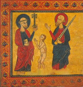 Supplicant Soul between Saint Peter and Saint Paul by Master of Soriguerola